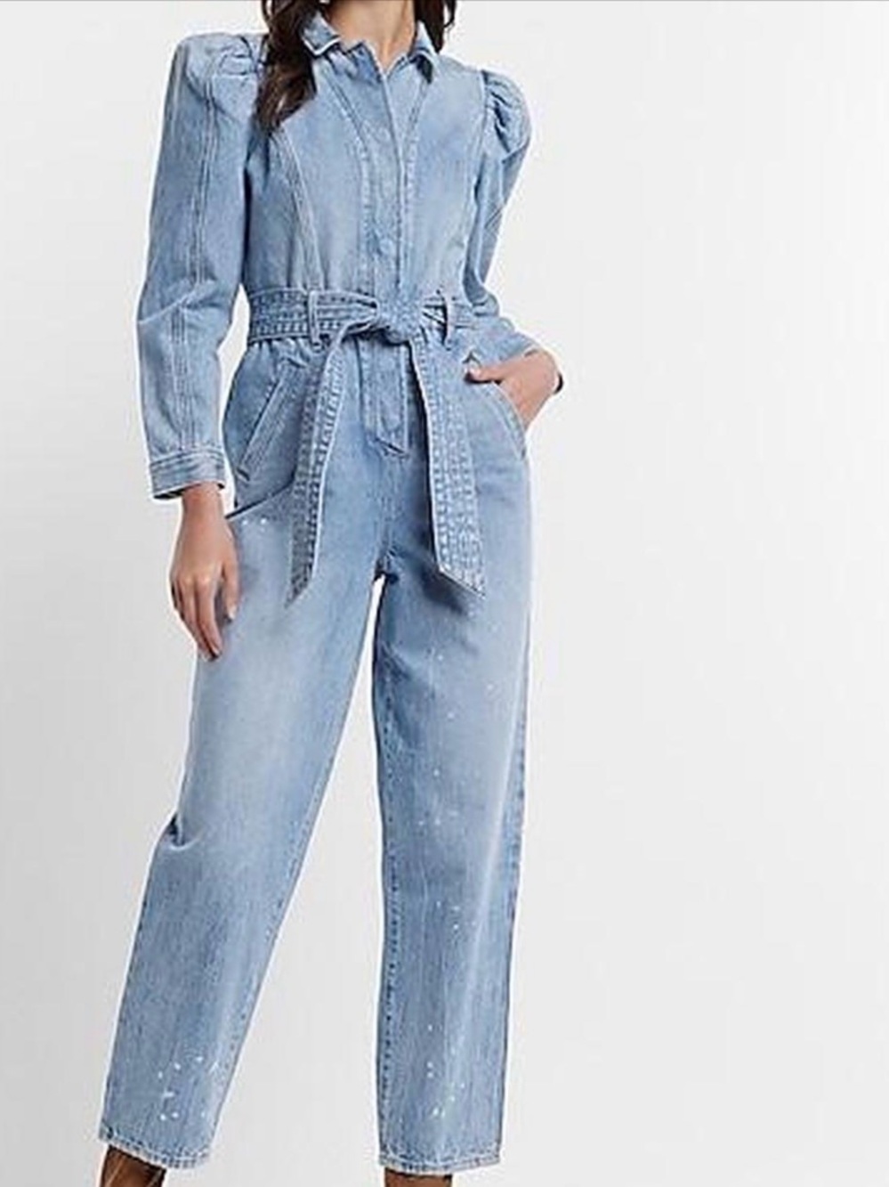 Express Light Blue Denim Jumpsuit